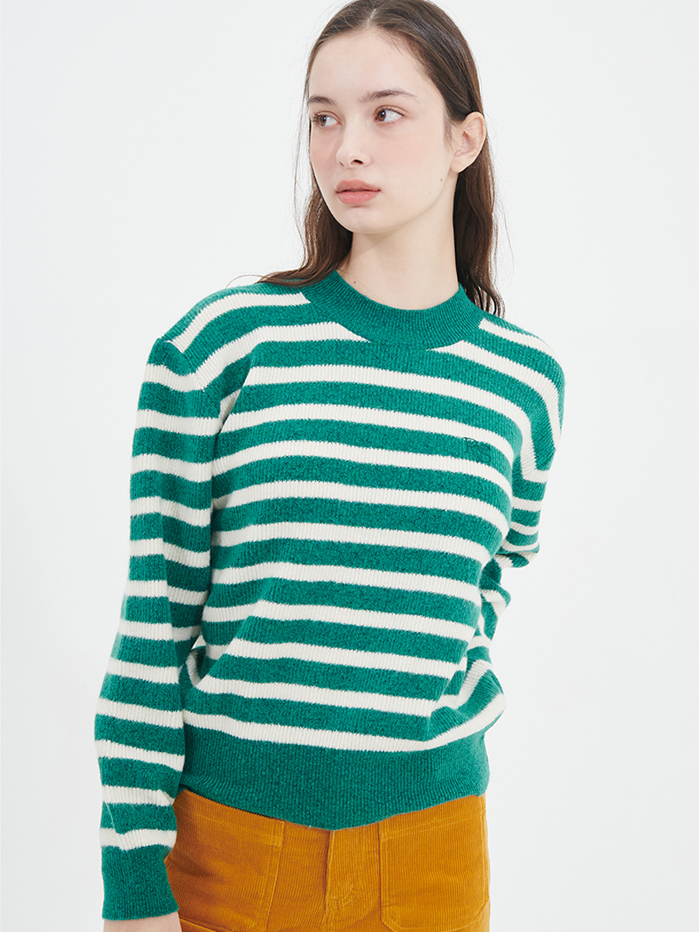 Round Stripe sweater Green