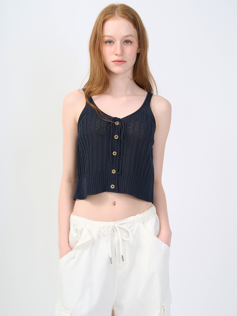 Button Knit Vest Navy