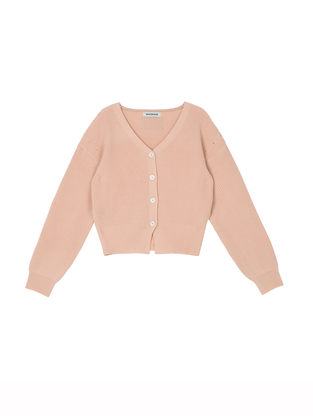 Y-Neck Hachi Sweater Cardigan Coral