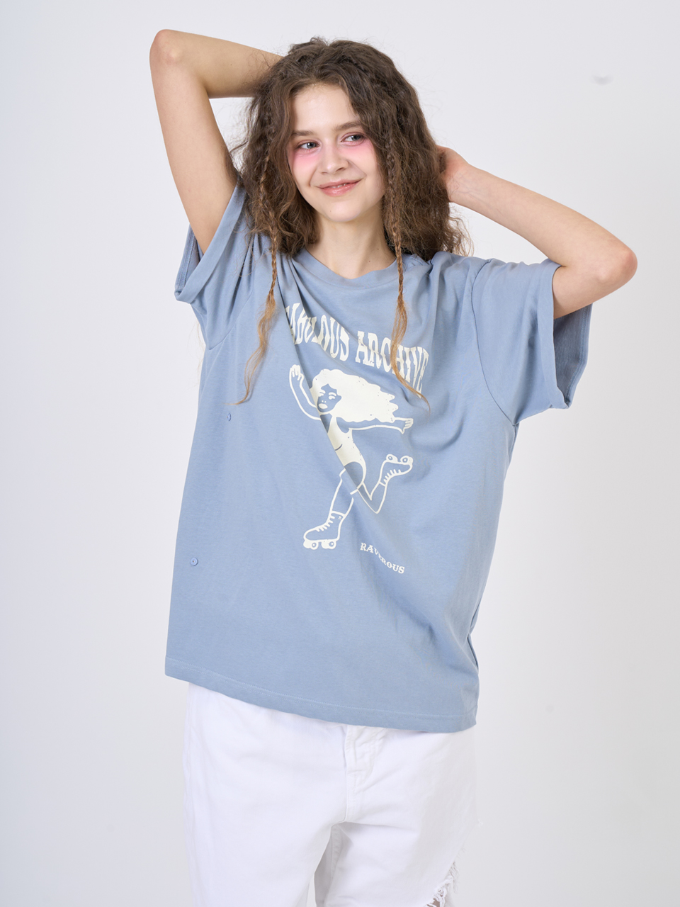 Snap Loose Fit T-Shirts Sky Blue