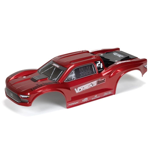 ARA402347 1/10 VORTEKS 4X2 Painted Decaled Trimmed Body Red