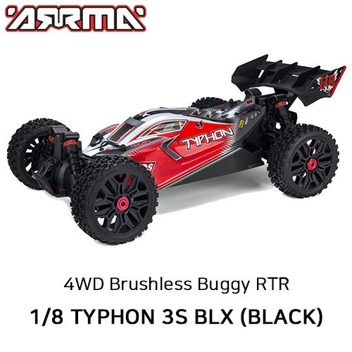 [최신버전] (3셀지원 브러시리스버전) V3 ARRMA 1:8 TYPHON 4X4 V3 3S BLX Brushless Buggy RTR, Red