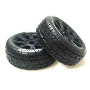 L-T3190SB B-ROCKET 1/8 BUGGY TIRE (SOFT COMPOUND/BLACK SPOKE RIM MOUNTED)