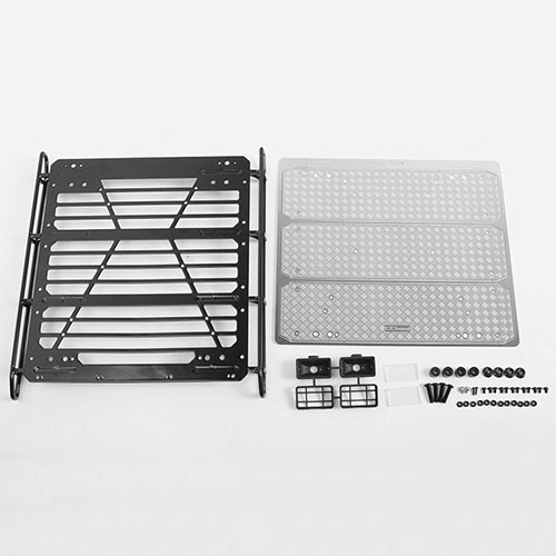 [선주문필수] [#VVV-C1003] Command Roof Rack w/ Diamond Plate &amp; 2x Square Lights for Traxxas Mercedes-Benz G 63 AMG 6x6 (Style B)