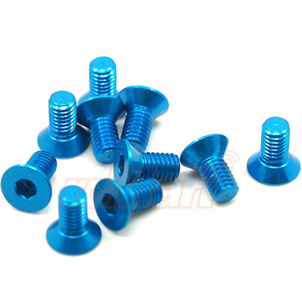 AHF-306BU (10개입) M3x6mm Aluminum 7075 Hex Socket Flat Head Screws (Blue)