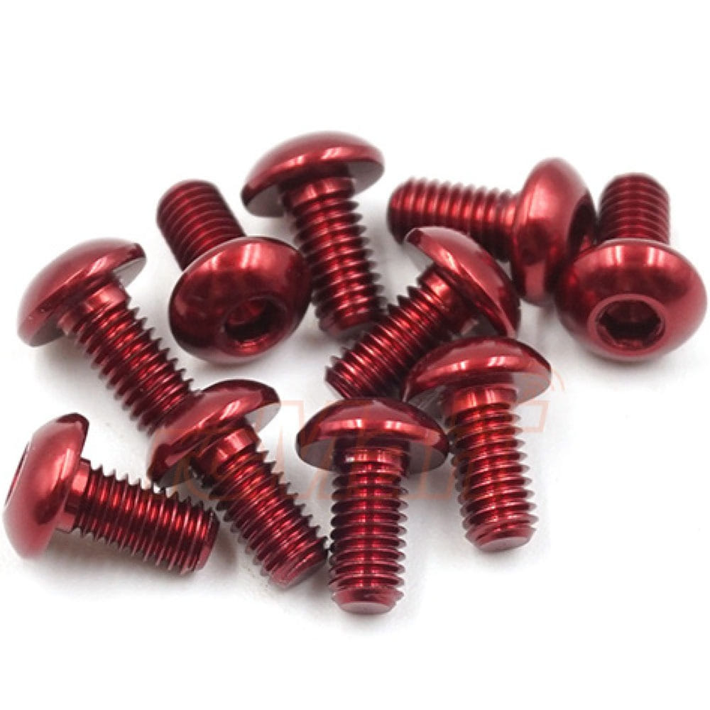 AHP-306RD (10개입) M3x6mm Aluminum 7075 Hex Socket Button Head Screws (Red)