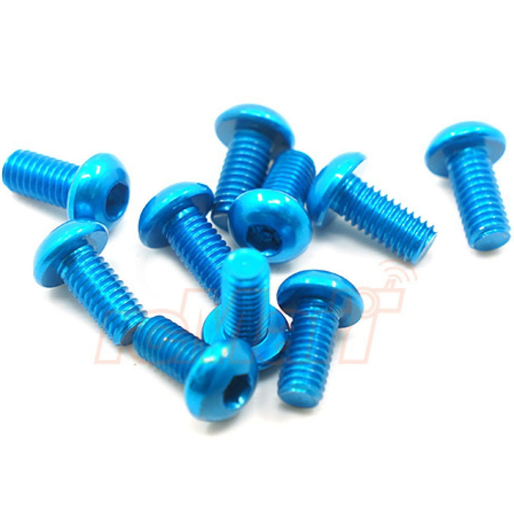 AHP-312BU (10개입) M3x12mm Aluminum 7075 Hex Socket Button Head Screws (Blue)