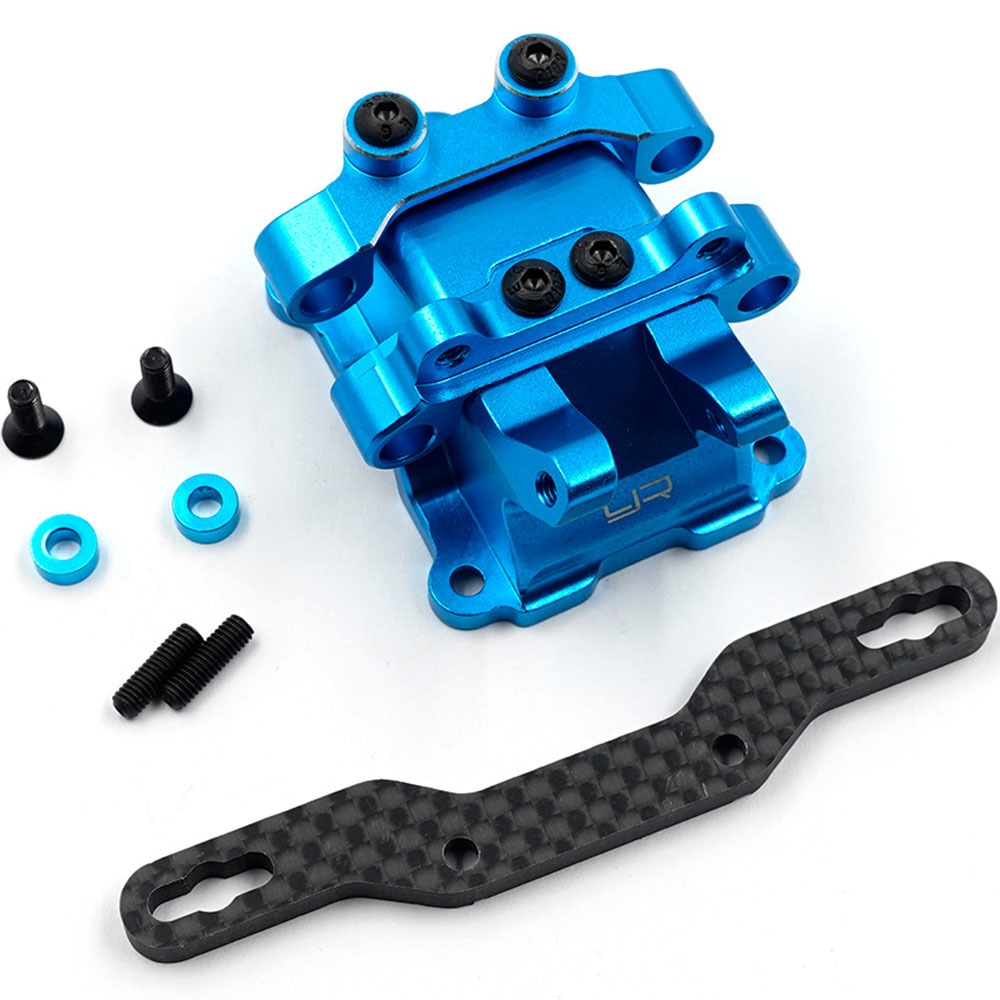 TATT-061BU Aluminum Gearbox Cover w/Carbon Damper Mount for Tamiya TT02