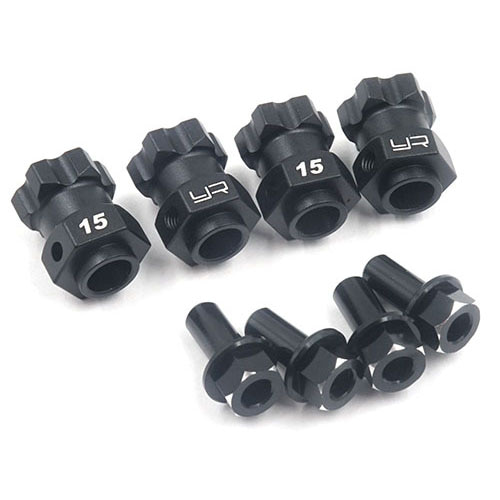 TRX4-069BK Aluminum Hex Adaptor 15mm Offset for 12mm Hex Wheels Black for TRX-4, TRX-6