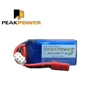 PEAKPOWER 7.4v 400mah 30C 리포배터리 ( LED/AH-64 Apache헬기/소형 비행기용) 무게25g 초경량