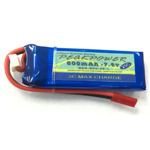 800mAh 2S 7.4V 25C LiPo, 18AWG JST (Blade 200 QX,차량LED용 )