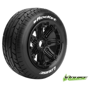 L-T3266B B-ROCKET 1/5 BUGGY FRONT TIRE SPORT / BLACK RIM HEX 24MM / MOUNTED(본딩완료 / 반대분)