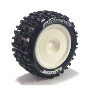 L-T3278SWKR E-PIONEER 1/10 Buggy Rear Tire Soft Compound / 4WD White Rim (반대분,본딩완료)