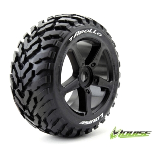 L-T3252B T-APOLLO 1/8 Truggy Tire SPORT/Black Spoke Rim / 0 Offset / Mounted (반대분, 본딩완료)