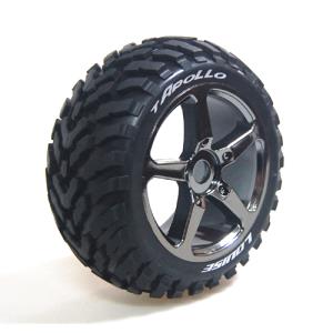 L-T3252BC T-APOLLO 1/8 Truggy Tire SPORT/Black Chrom Spoke Rim / 0 Offset / Mounted (반대분, 본딩완료)