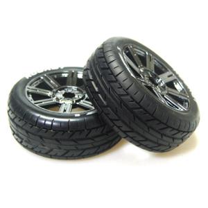 L-T3190SBC B-ROCKET 1/8 BUGGY TIRE (SOFT COMPOUND/CHROME SPOKE RIM MOUNTED)