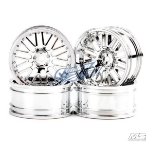 102026S MST Silver 10 spokes 2 ribs RC 1/10 Drift Car Wheels offset 8 (4PCS)