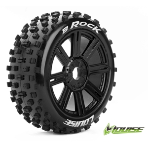 L-T3270SB B-ROCK 1/8 Buggy Tire Soft / Black Rim / Mounted (반대분, 본딩완료)