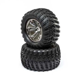 LOS43018 Wheel and Tire Mounted BlackChrome (2): TENACITY T