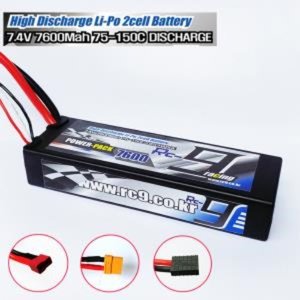 배터리 리튬7600mAh 75-150C 7.4V(2S)limm