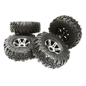 Machined Alloy 6 Spoke Off-Road 1.9 Size Wheel &amp; Tire (4) (O.D.=110mm) C27409BLACK