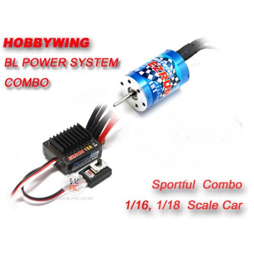 A2 EZRUN 18A 브러쉬리스 변속기 + 2030-5200KV 18T 브러쉬리스 모터 COMBO PACK (1/16,1/18 스케일 미니RC용)