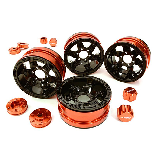 Billet Machined 6 Spoke Wheels w/ 6 Bolt S-Adapters for Most Scale Crawler C26877ORANGE│1.9 메탈 비드락휠