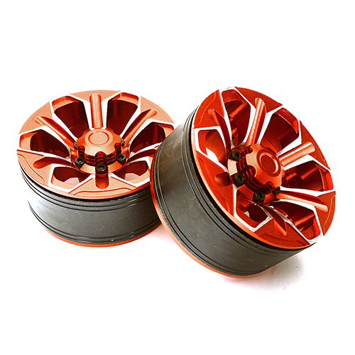 1.9 메탈휠 Size Billet Machined Alloy 6 Spoke Wheel(2) High Mass Type for Scale Crawler C28955RED