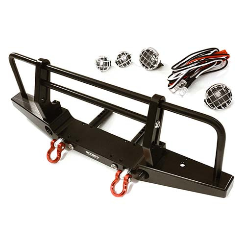 입고완료-Realistic Front Alloy Bumper w/ LED for Traxxas TRX-4 w/ 43mm Mount (Black) TRX4 디펜더메탈범퍼