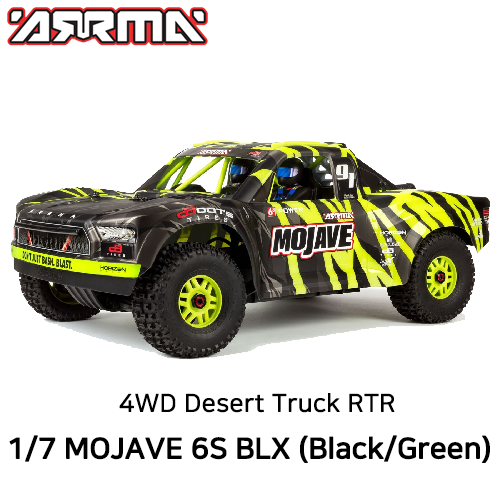 [최신버전]ARA7604V2T1 ARRMA 1:7 MOJAVE 6S V2 4WD BLX Desert Truck with Spektrum Firma RTR, Green/Black