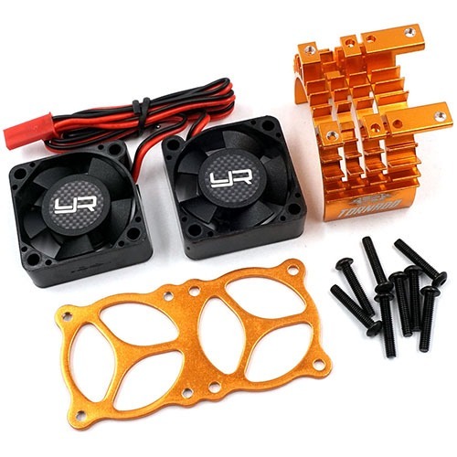 YA-0643OR Aluminium 540 550 Motor Heat Sink w/ Twin Tornado High Speed Fan (ORANGE) 업그레이드 쿨링팬