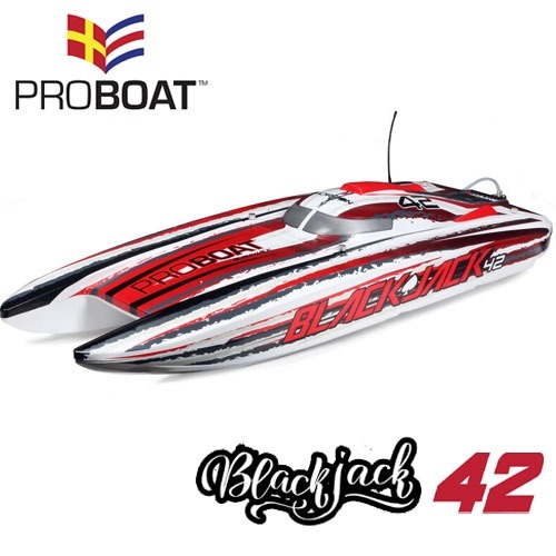 [8셀 고속버전] 최신형 Blackjack 42&quot; 8S Brushless Catamaran RTR: White/RED