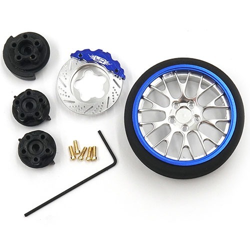 [#YA-0625DB] Aluminum Transmitter Steering Wheel Set Blue Type A For Futaba KO Sanwa Flysky NB4