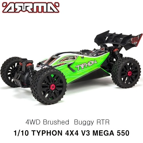 ARA4206V3 ARRMA 1/10 TYPHON 4X4 V3 MEGA 550 Brushed Buggy RTR, Green