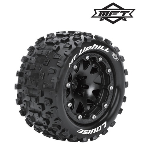 L-T3309SBM MFT 1/10 MT-UPHILL TRUCK TIRE SOFT / ARRMA GRANITE BEAD-LOCK BLACK RIM HEX 14mm / 본딩완료 /반대분