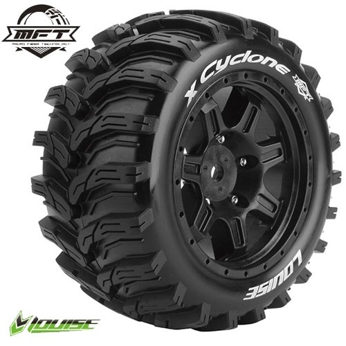 L-T3298BM MFT X-CYCLONE Tire Set Black Wheels, Sport Compound- Hex 24mm 본딩완료(반대분)(1/5Scale타이어) (Kraton 8S / Outcast 8S)