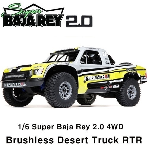 LOS05021T1 1/6 Super Baja Rey 2.0 4WD Brushless Desert Truck RTR,AVC자이로, 노랑색 **조종기 포함