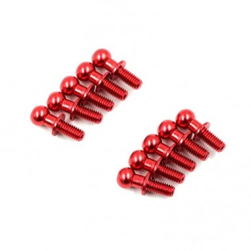 SLIDELOGY ALUMINUM 4.8MM BALL STUD 6MM 10PCS RED