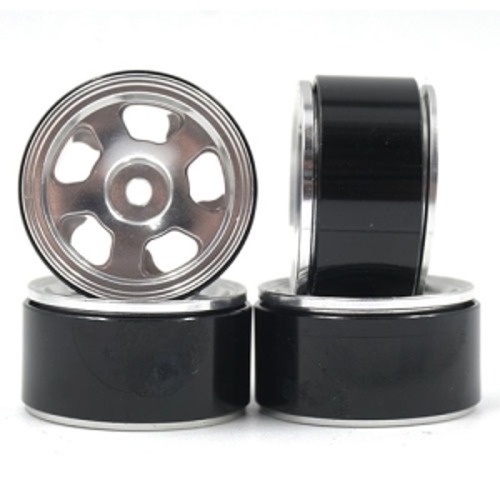 [#WL-0144SV] [4개입] Aluminum 1.0&quot; CNC 5 Spoke Beadlock Rim w/7mm Hex for Axial SCX24 Silver