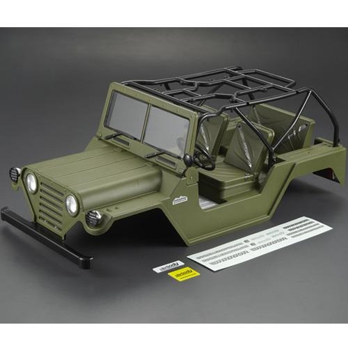 (하이 퀄리티 도색 완료 바디) 1/10 Scale Crawler Finished Body WARRIOR Matte Military Green (Printed) Light buckets assembled