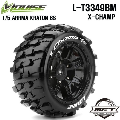 L-T3349BM X-CHAMP ARRMA KRATON 8S MFT MONSTER TRUCK TIRE SPORT / BLACK RIM HEX 24MM / MOUNTED / 본딩완료(반대분)(1/5Scale타이어)