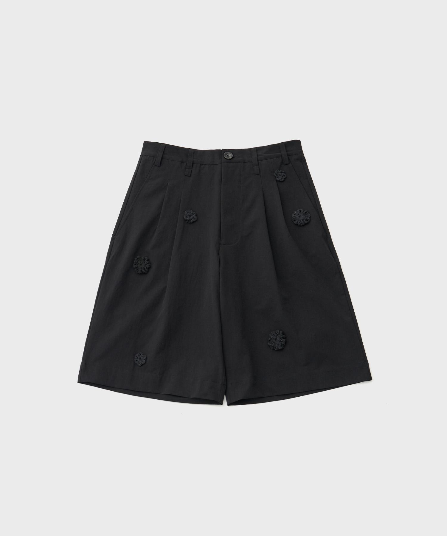 Single Pleated Shorts_Recylced Shirting (Black)