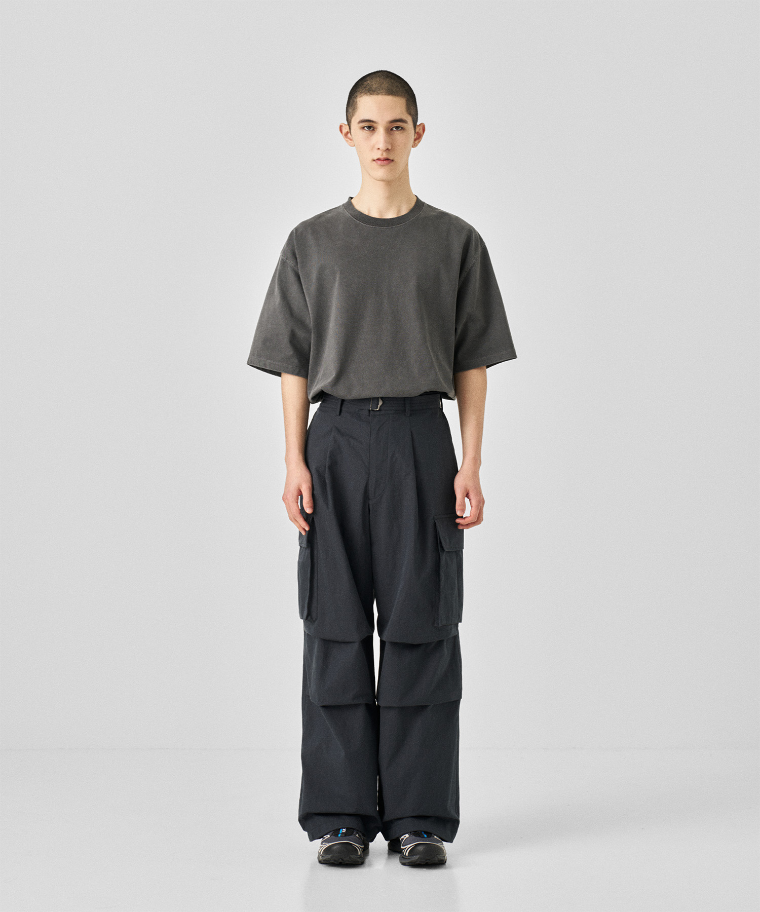 24SS Parachute Belted Pants (Charcoal Navy)