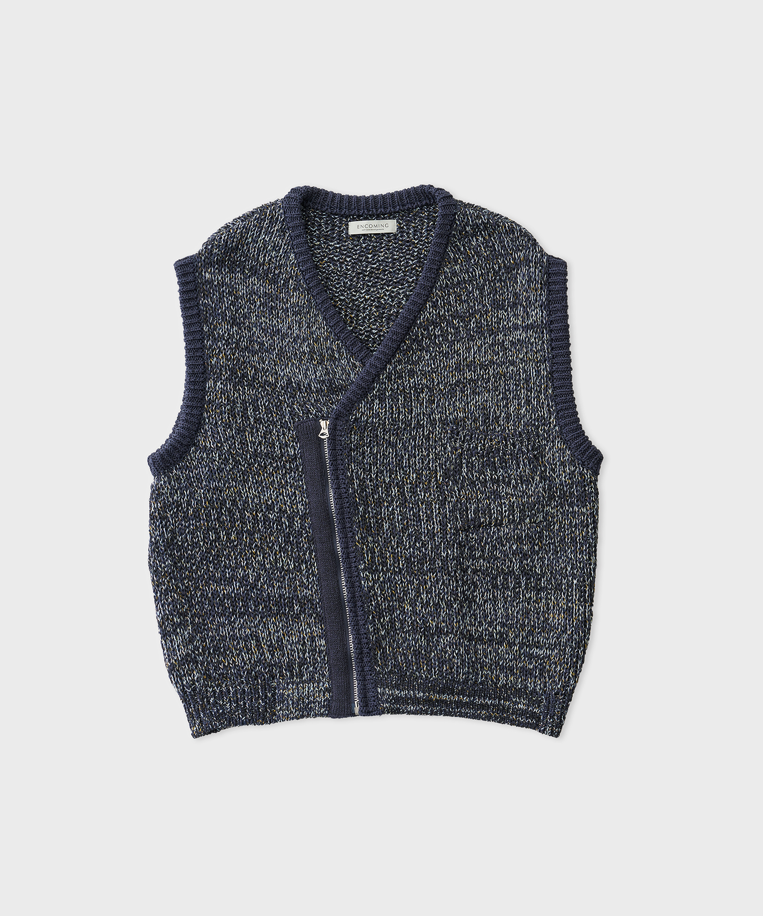 Knitted Asymmetric Vest (Navy)