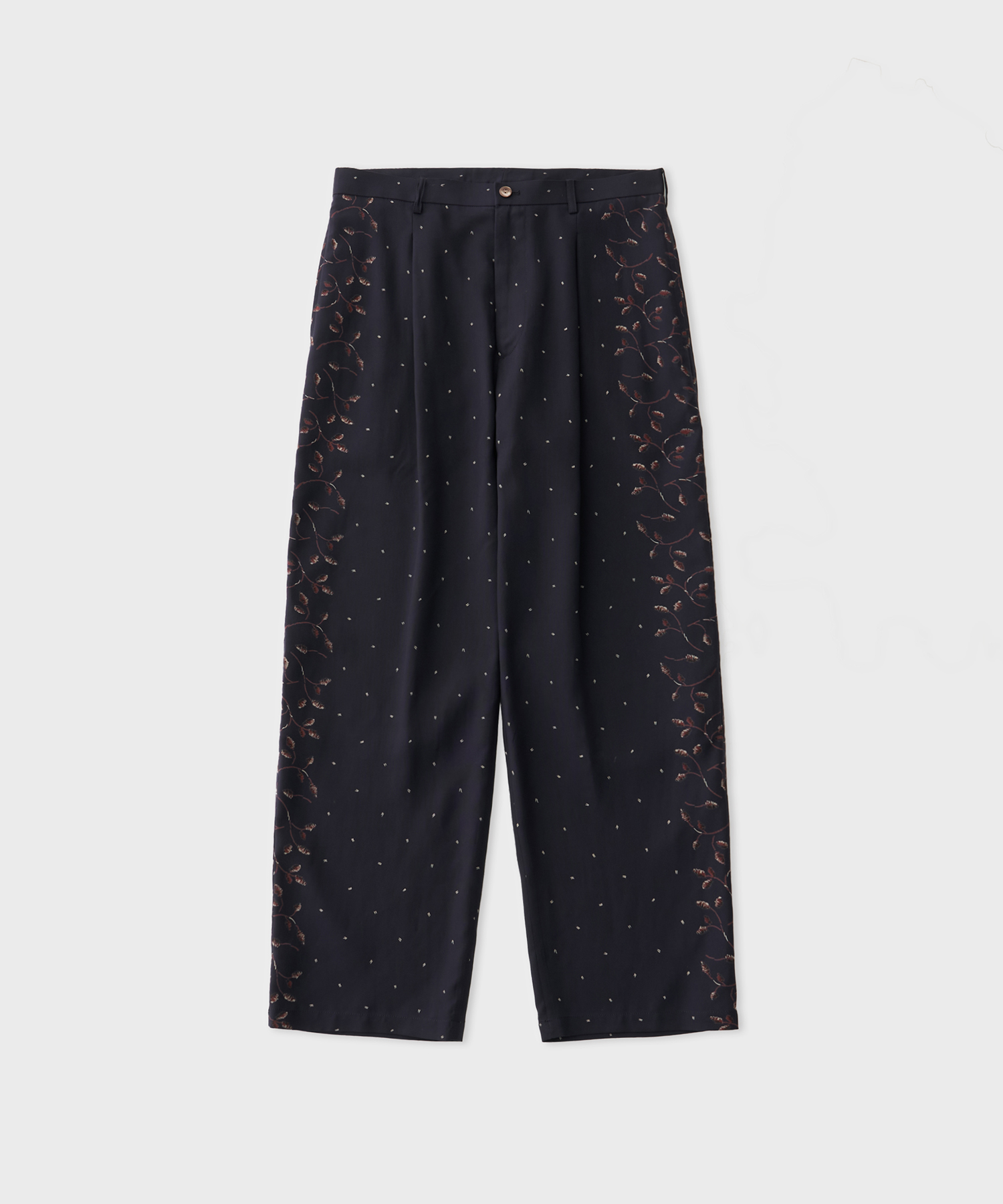 Botanical Print Wide Trousers (Navy)