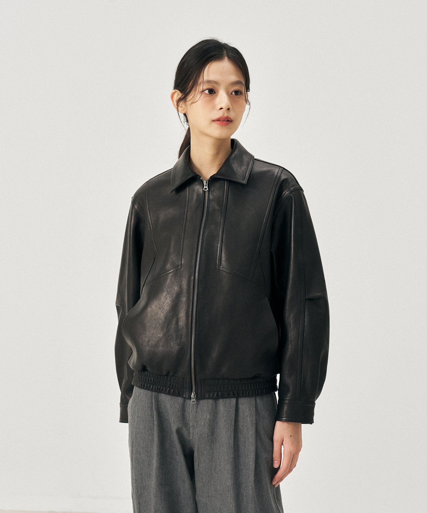 23AW Women Lambskin Utility Blouson (Vegetable-Black)