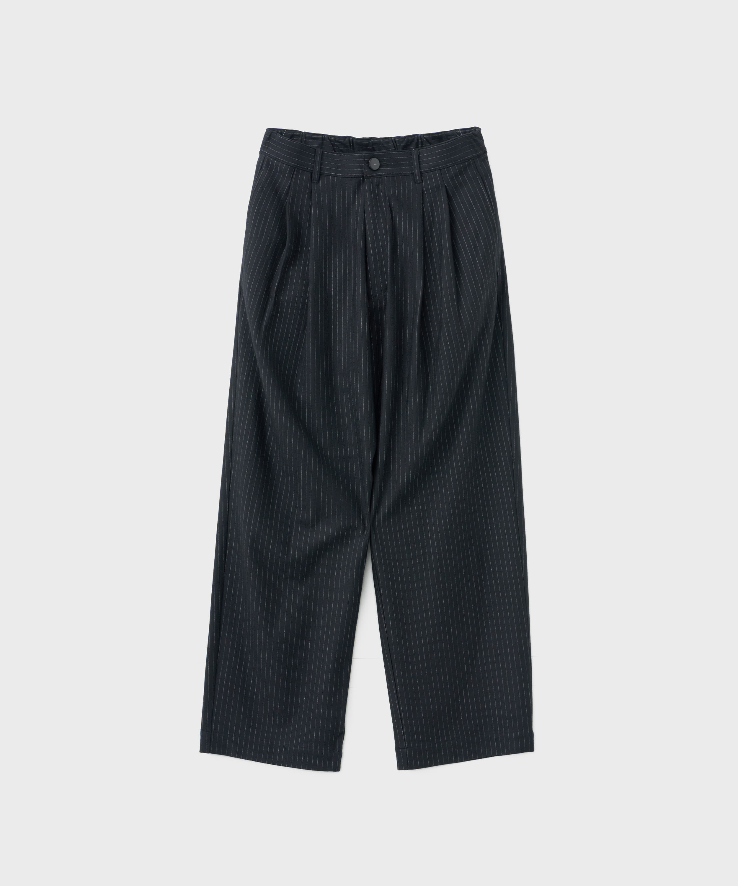 Wool Stripe Easy Slacks (Black)