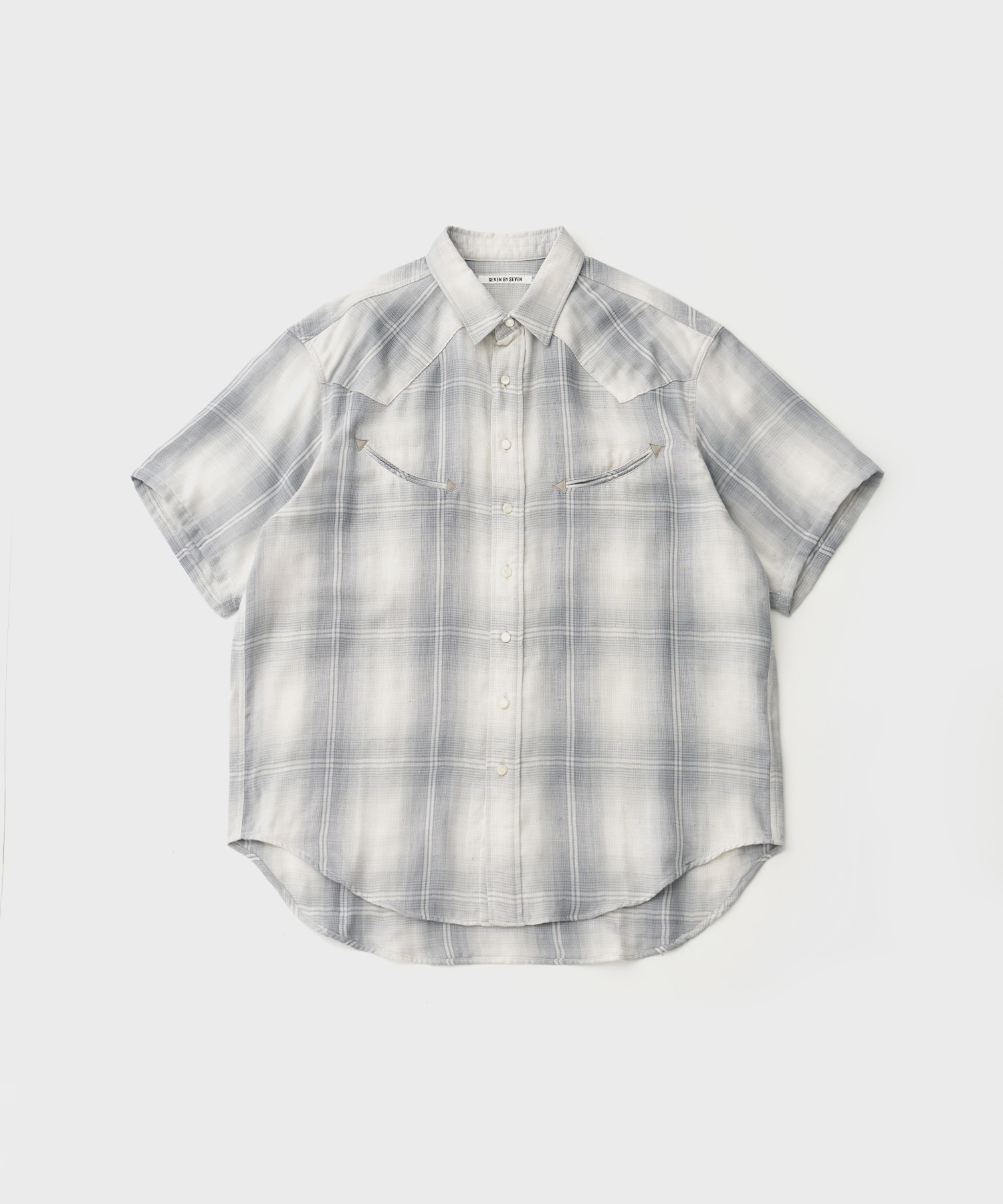 Western Shirt S/S Triple Gause Gilittery Check (Grey)