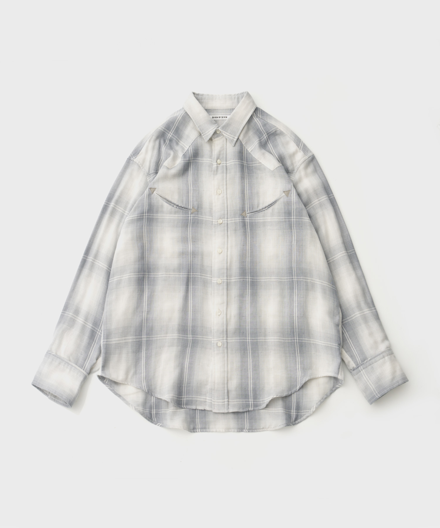 Western Shirt L/S Triple Gause Gilittery Check (Grey)