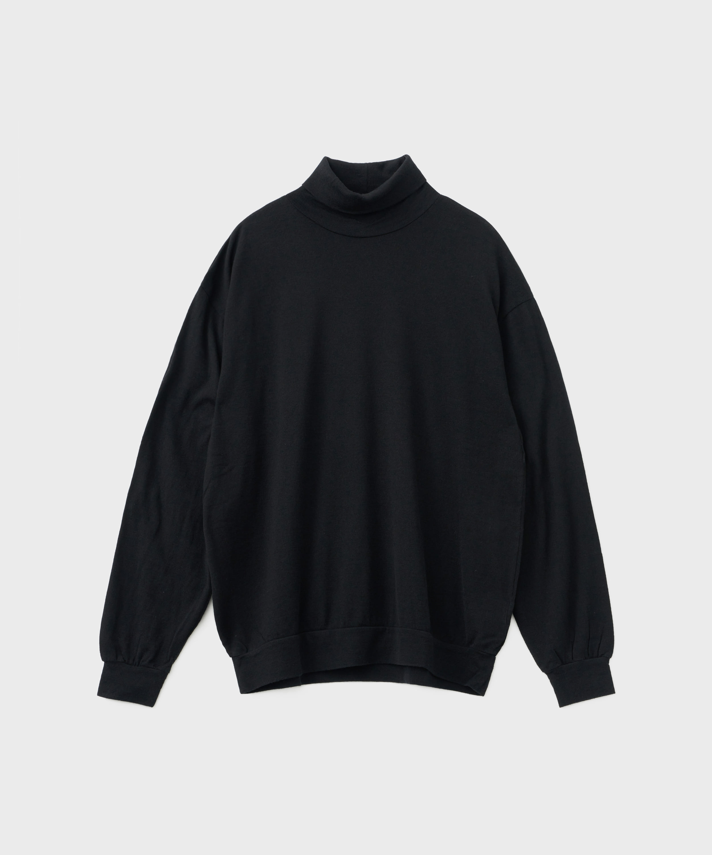 Super Fine Wool Cotton High Neck P/O (Black)